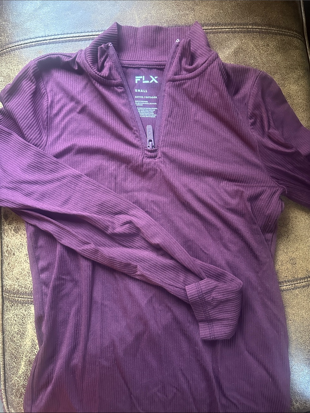 FLX Women's Ribbed Quarter-Zip Pullover - Plum
